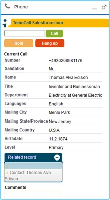 ilink TeamCall for Salesforce.com - softphone in a call