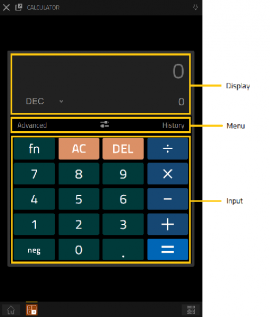 Displays the UI of the Calculator App
