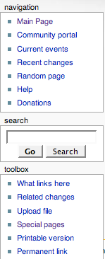 Example sidebar, shown on the left of the page