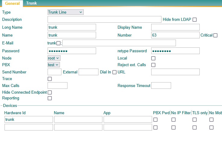 Trunk Object configuration
