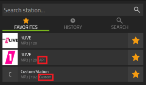 display where you could see the source the radio station