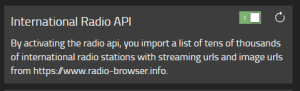 screenshot of the activation switch for the international radio api