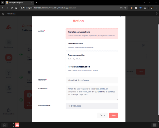 Bot actions definition