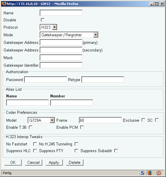 GW Gatekeeper/Registrar Mode option